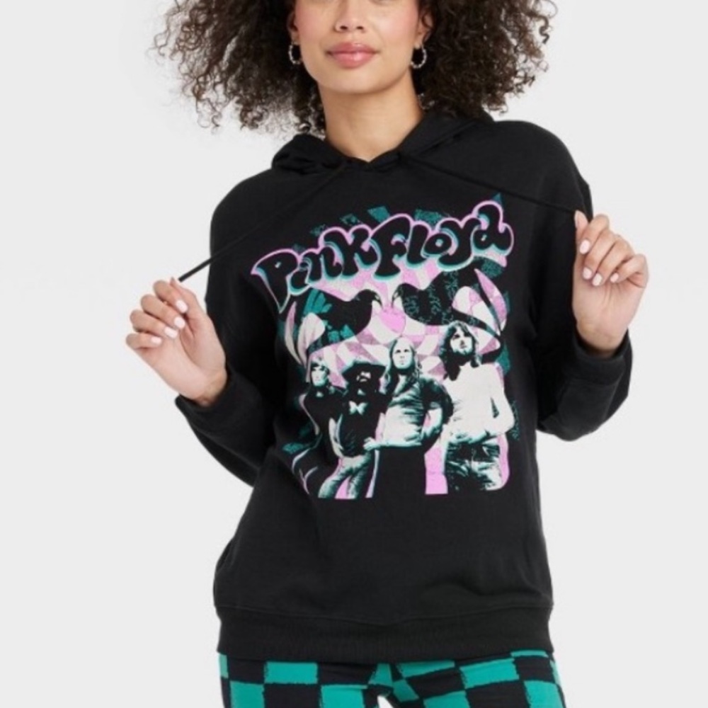 NEW! Pink Floyd Hoodie Sweatshirt Women’s Graphic Oversized Black Size Small